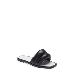 PROENZA SCHOULER Womens Black Puffy Square Toe Slip On Leather Slide Sandals 37